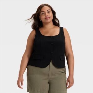 El Signature  Crepe Scoop Vest.   Black XXL